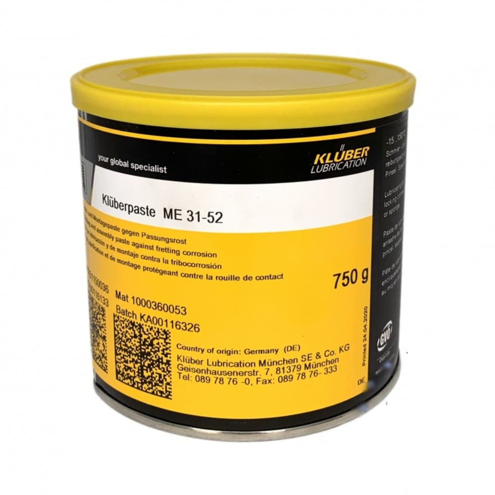 Klüberpaste ME 31-52 Bôi trơn và dán lắp ráp 750g / Klüberpaste ME 31-52 Lubricating and assembly paste 750g Klüberpaste ME 31-52 Bôi trơn và dán lắp ráp 750g / Klüberpaste ME 31-52 Lubricating and assembly paste 750g