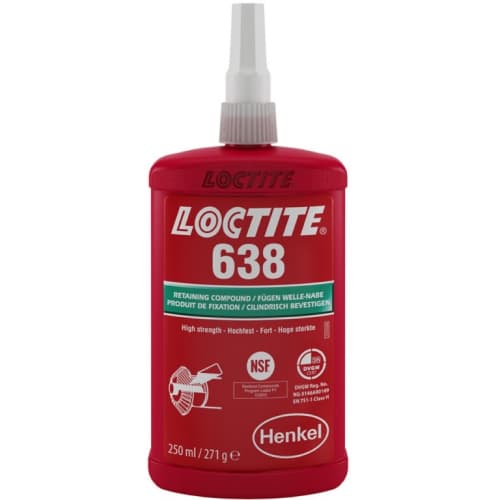 Loctite 638 Hợp chất giữ rắn nhanh màu xanh chai 250ml / Loctite 638 Fast curing retaining compound green 250ml bottle Loctite 638 Hợp chất giữ rắn nhanh màu xanh chai 250ml / Loctite 638 Fast curing retaining compound green 250ml bottle