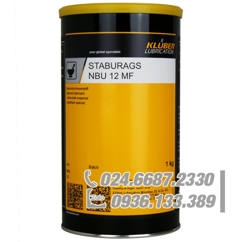 Klüber STABURAGS NBU 12 MF Mỡ hiệu suất cao can 1kg / Klüber STABURAGS NBU 12 MF High performance grease 1kg can Klüber STABURAGS NBU 12 MF Mỡ hiệu suất cao can 1kg / Klüber STABURAGS NBU 12 MF High performance grease 1kg can