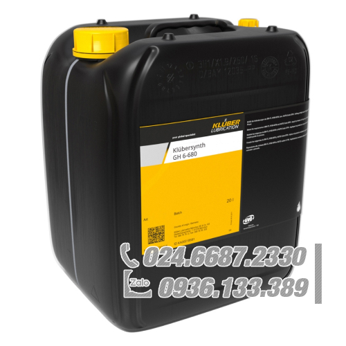 Klübersynth GH 6-680 Dầu bánh răng hiệu suất cao tổng hợp 20L / Klübersynth GH 6-680 Synthetic high-performance gear oil 20L Klübersynth GH 6-680 Dầu bánh răng hiệu suất cao tổng hợp 20L / Klübersynth GH 6-680 Synthetic high-performance gear oil 20L