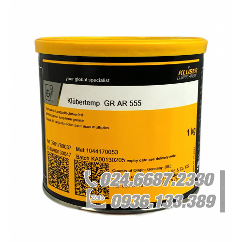 Klübertemp GR AR 555 Mỡ bôi trơn dài hạn cho nhiệt độ cao 1kg / Klübertemp GR AR 555 Long-term lubricating grease for high-temp 1kg Klübertemp GR AR 555 Mỡ bôi trơn dài hạn cho nhiệt độ cao 1kg / Klübertemp GR AR 555 Long-term lubricating grease for high-temp 1kg