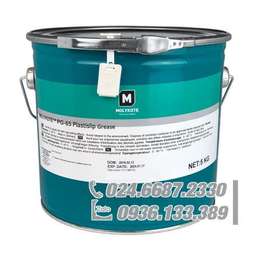 Molykote PG 65 Mỡ hydrocarbon tổng hợp Plastislip NLGI-1 thùng 5kg / Molykote PG 65 Plastislip Synthetic hydrocarbon grease NLGI-1 5kg pail Molykote PG 65 Mỡ hydrocarbon tổng hợp Plastislip NLGI-1 thùng 5kg / Molykote PG 65 Plastislip Synthetic hydrocarbon grease NLGI-1 5kg pail